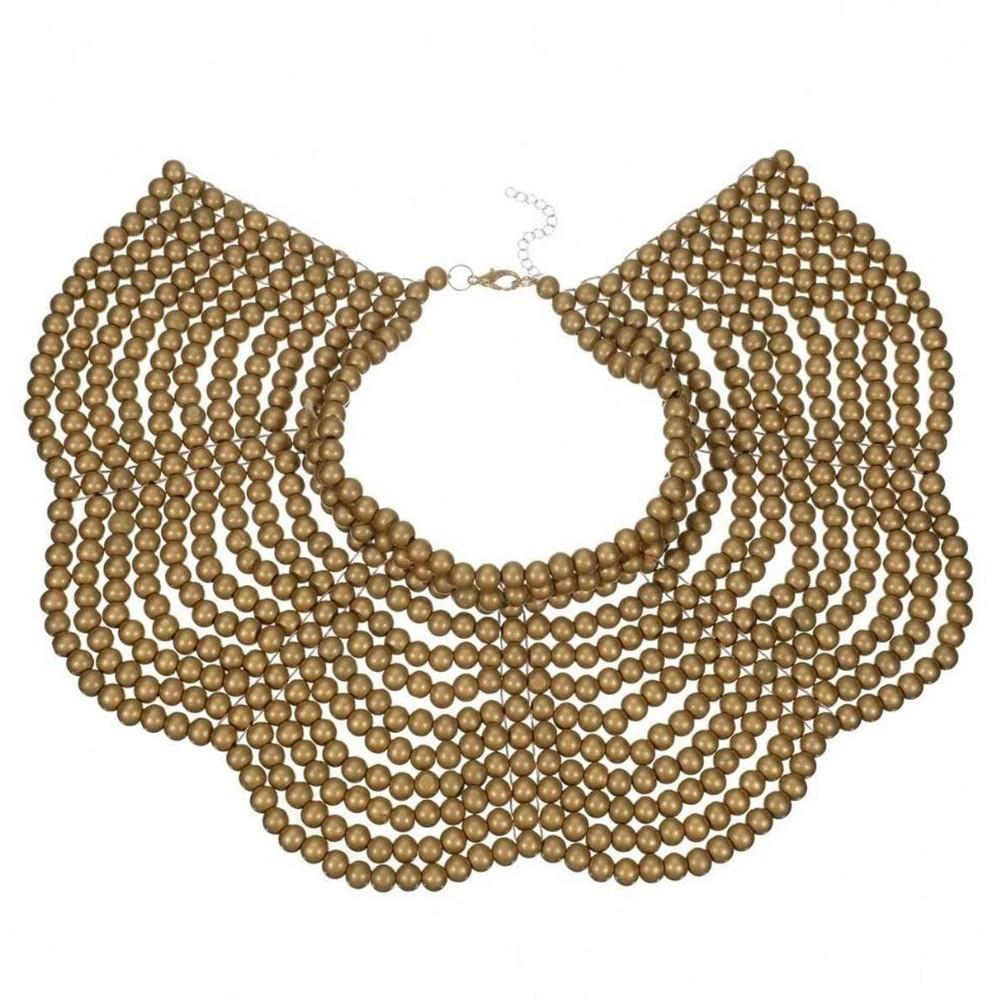 Wooden Handwoven Ethnic Pendant Necklace Shawl Chain Accessory For Women Wear