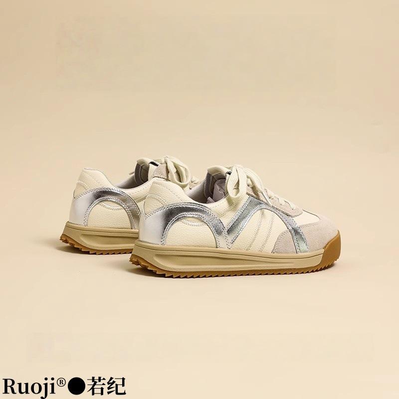 Leather Casual Sports Yellow Platform American Retro Color Matching Light Running Mountaineering Forrest Gump Training Board Shoes Women's