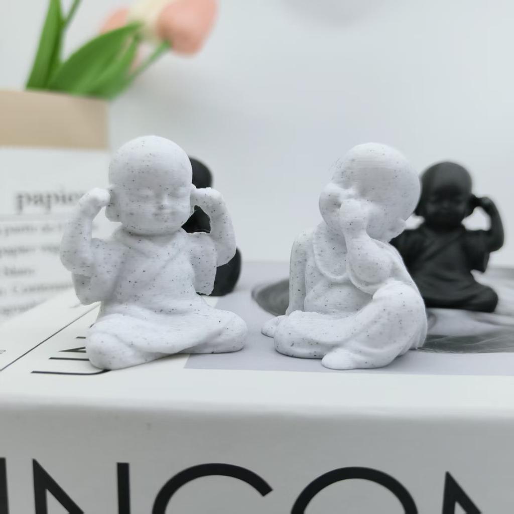 Three-Piece Zen Three Nonnes Statue Set, 3D Printed Zen Little Monks, Three Little Monks Who Don'T Listen, Don'T Look, Don'T Speak, Creative Bu