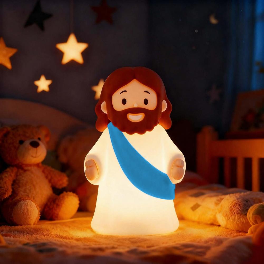 Little Jesus Night Light Rechargeable Night Light Mini Jesus Silicone Night Light with Dimmable Touch Control for Kids