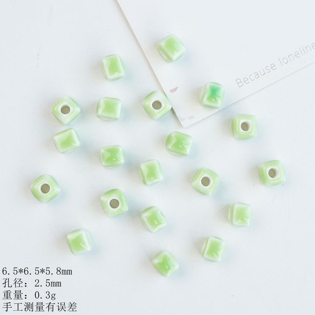 Small square loose beads handmade DIY bead material ceramic necklace bracelet beaded accessories