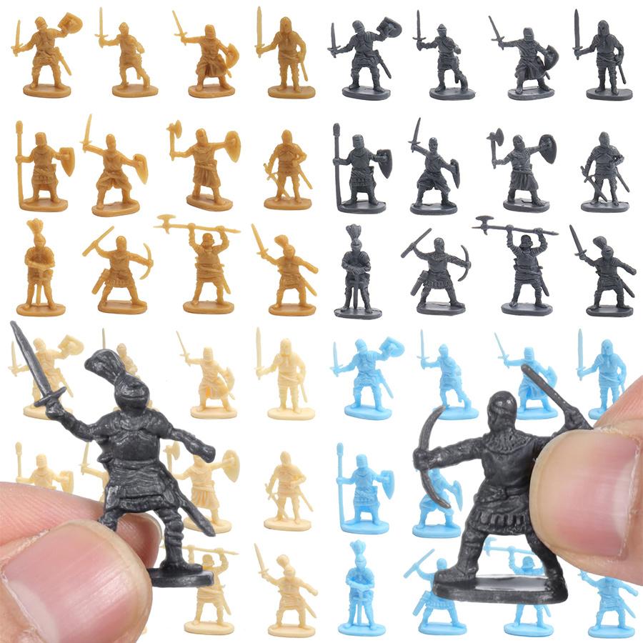 49pcs Mini Medieval Soldier Figurines Detailed Miniature Soldiers for Diorama Tabletop RPG War Games Historical Collectibles ZSY