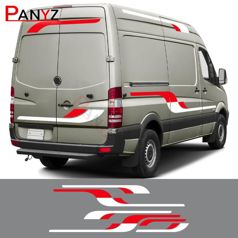 6Pcs/Lot Car Body Stickers Motorhome Stripes DIY Graphics Sport Vinyl Decals For Mercedes Benz Sprinter Decor Accessories