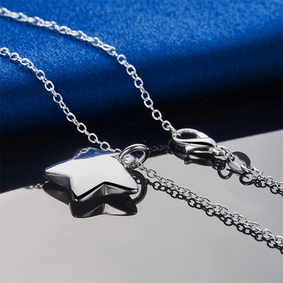 925 Sterling Silver 16-30 Inch Sparkling Star Pendant Necklace for Women's Fashion Wedding Jewelry Accessories