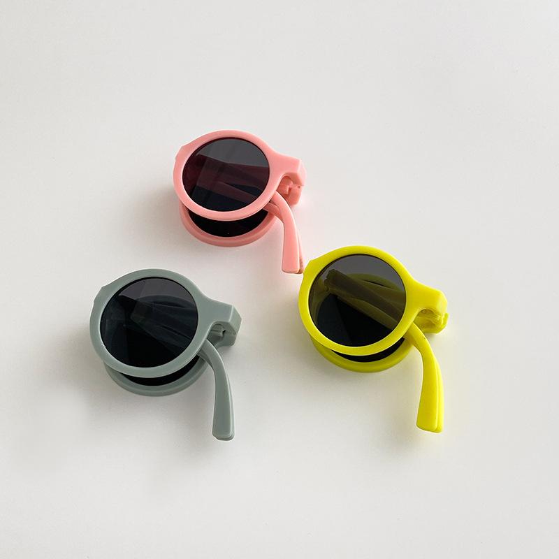 Retro Foldable Round Sunglasses For Kids Boys Girls Vintage Children Sun Folding Glasses Cute Portable Goggles Eyewear