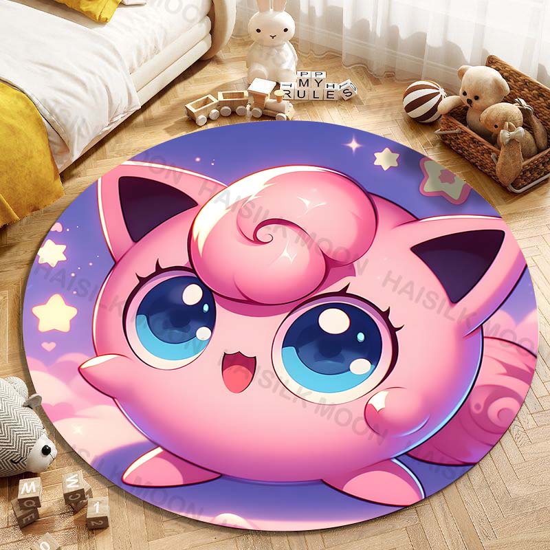1 Pezzo Pokemon Jigglypuff Stampa Tappeto Rotondo Soggiorno Camera da Letto Tavolo e Sedia Divano Stanza dei Bambini Tappeto Decorativo Tappeto Potdemiel