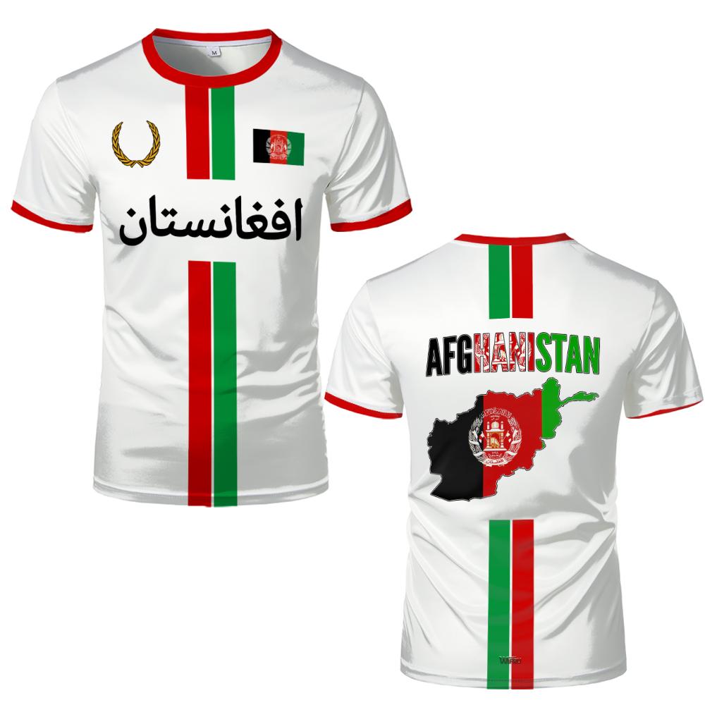 Afghanistan Stil Sport Fußball T-Shirt Herren Afghanische Flagge Karte Gedruckt Rundhals Trikot Herren Schnelltrocknend Atmungsaktiv Lässige Oberteile XXS gray