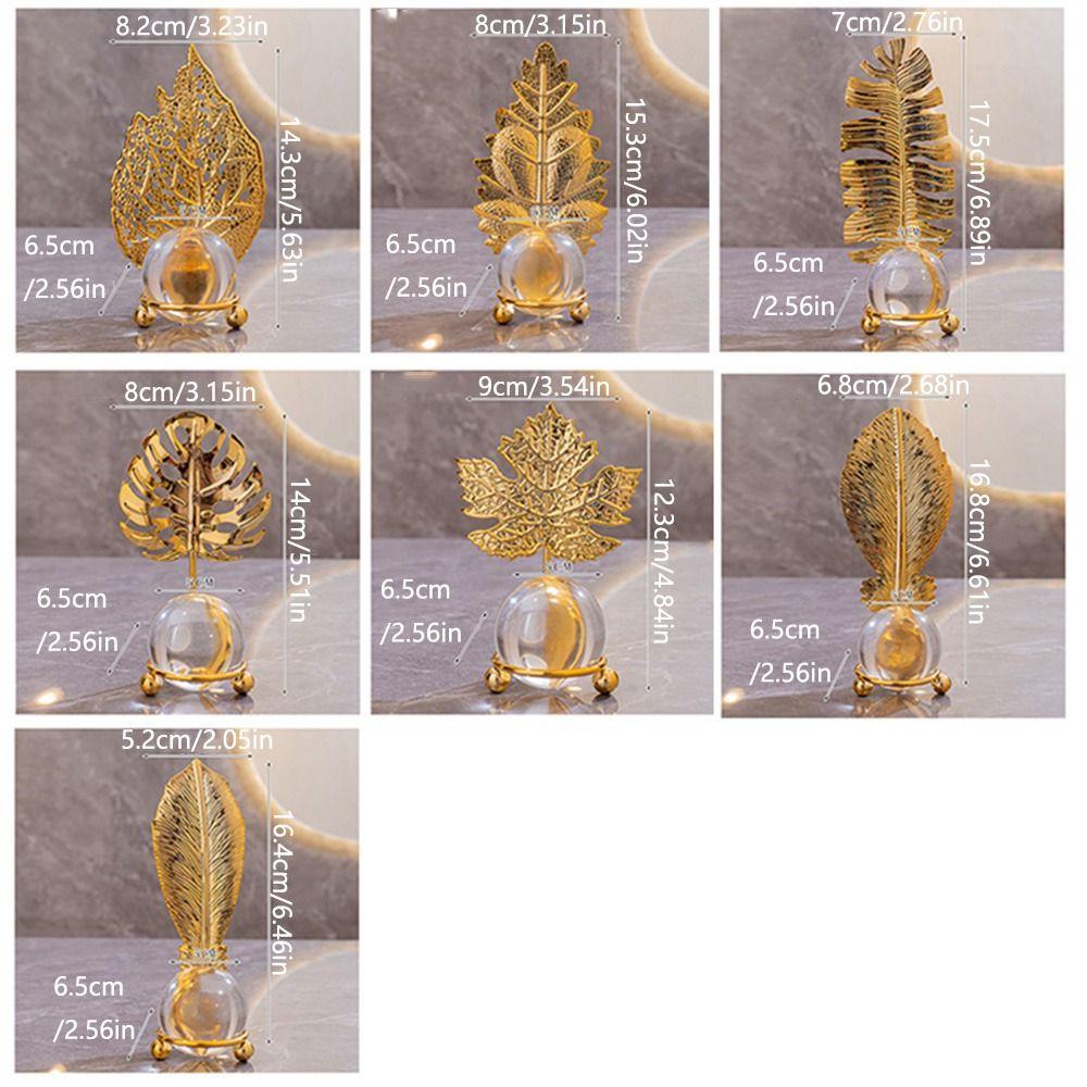 Non-slip Leaf Ball Ornaments Rust-proof Metal Leaf Crystal Ball Collectibles  Desktop