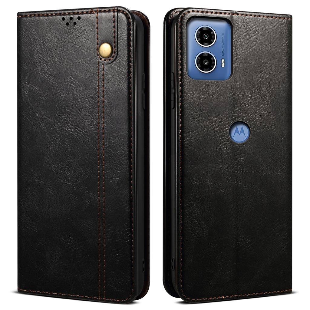 For Motorola Moto G24 Power Magnetic Phone Case Wallet Waxy Crazy Horse Texture Cover