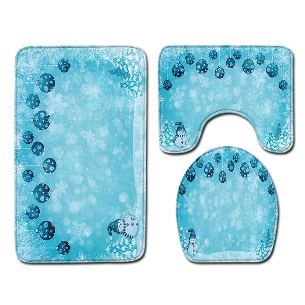 Christmas Bathroom Floor Mat Toilet Three-Piece Set