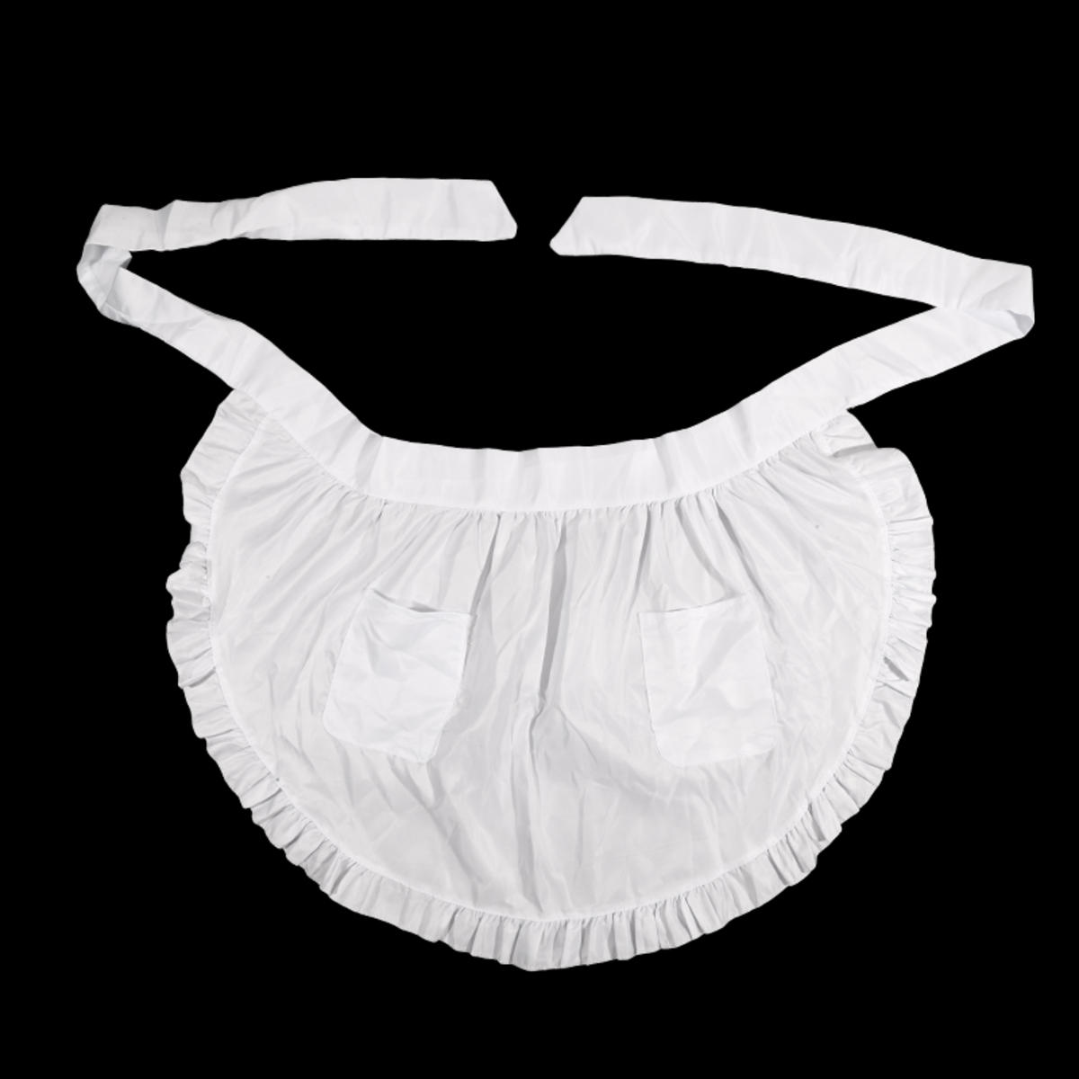 

Кружевная/С оборками отделка Женский фартук Полуталия Короткий Косплей Горничная Лолита Передник Для выпечки Кухонный Для уборки Нагрудник с карманом Lotus Edge белый