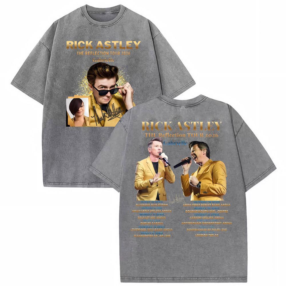 

Rick Astley Reflection Tour Print T Shirt Mens Clothes Hip Hop Trending Tshirts Vintage Washed Cotton Oversized Tee Shirt S