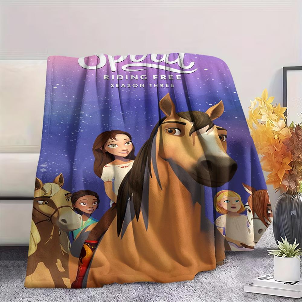 1PC Spirit Untamed Print Flannel Blanket, High quality Comfortable for All Seasons, Home Decor, Warmth and Comfort, Perfect for Christmas Gifts174