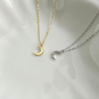 S925 Sterlingsilber Mond Anhänger Halskette: Einfache, Hochwertige Damen-Mondschlüsselbein-Kette