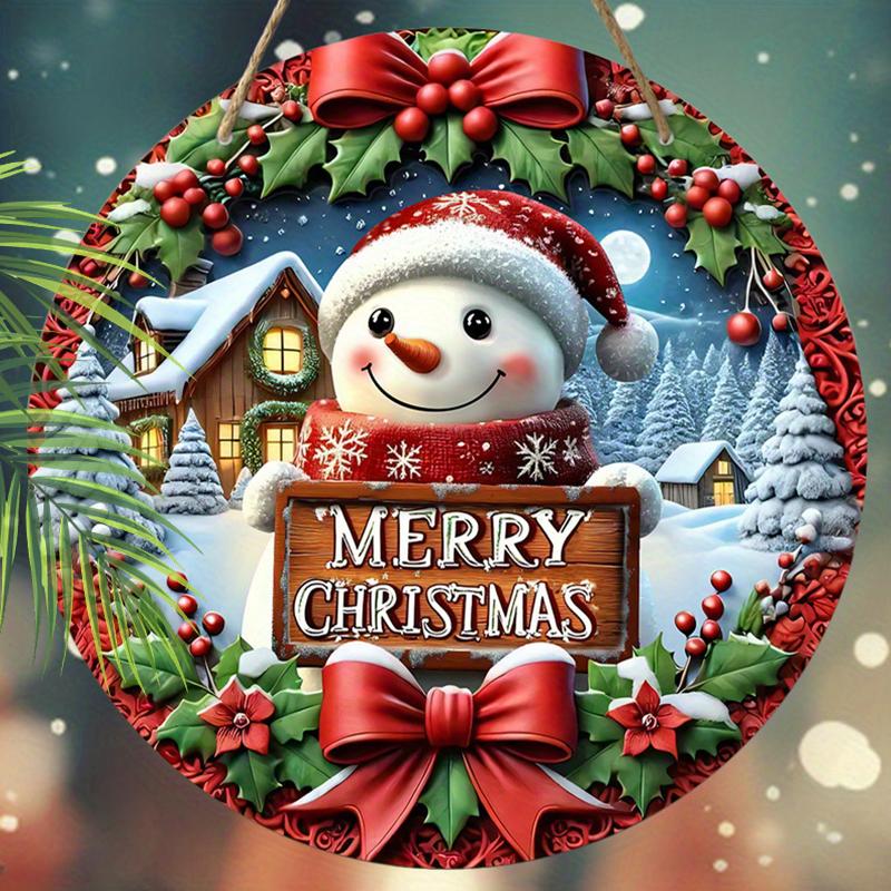 Christmas Decoration Sign,indoor Hanging decorations,2D Flat Wooden Products with Christmas Snowman pattern,Christmas Gifts for Friends and Family