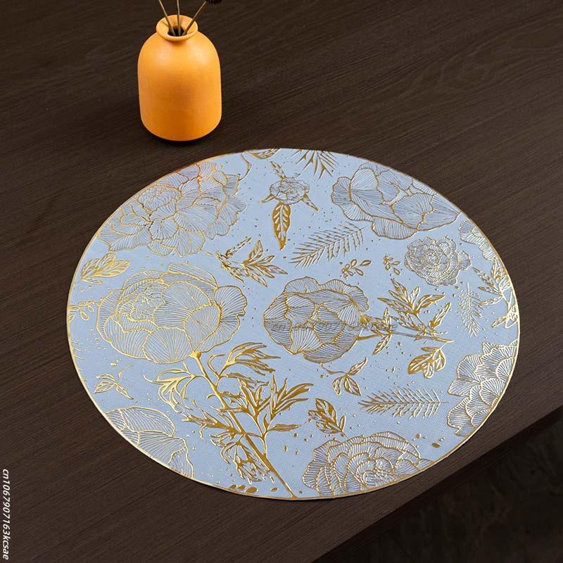 PVC Flower Placemat Colorful Floral Coaster Heat Insulation Mat Wedding Party Decor Home Kitchen Dining Table Decoration