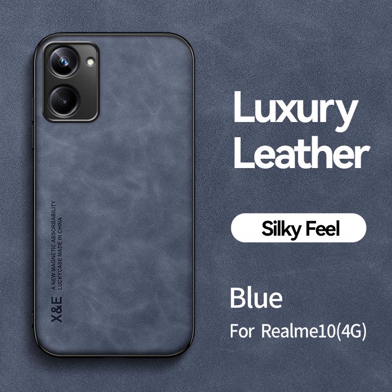 For OPPO Realme 10 4G 2022 Case Magnetic Holder Leather Phone Case For Realme10 Realmi 10 RMX3630 6.4" Soft Silicone Back Cover