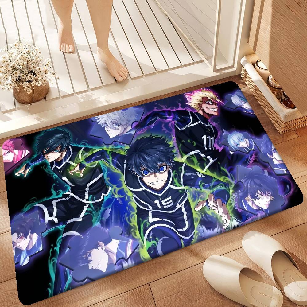 Anime B-Blue L-LockS Anti-Slip Kitchen Mat for Kids Room Bedroom Decoration Balcony Living Room Alfombra