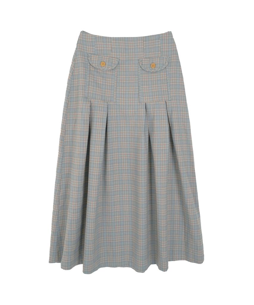 High School Disco Check Pleated Pocket Long Skirt