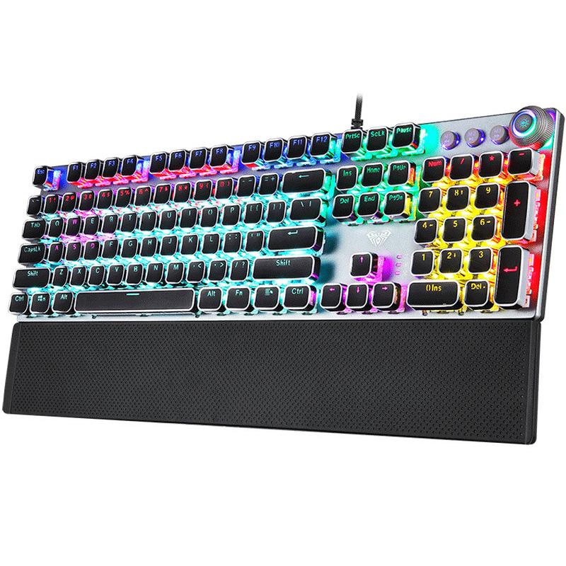 AULA F2088 108 teclas galjanoplastia luz mixta Punk negro interruptor mecánico por cable USB Gaming teclado con - comprar a precios bajos en la tienda en línea Joom