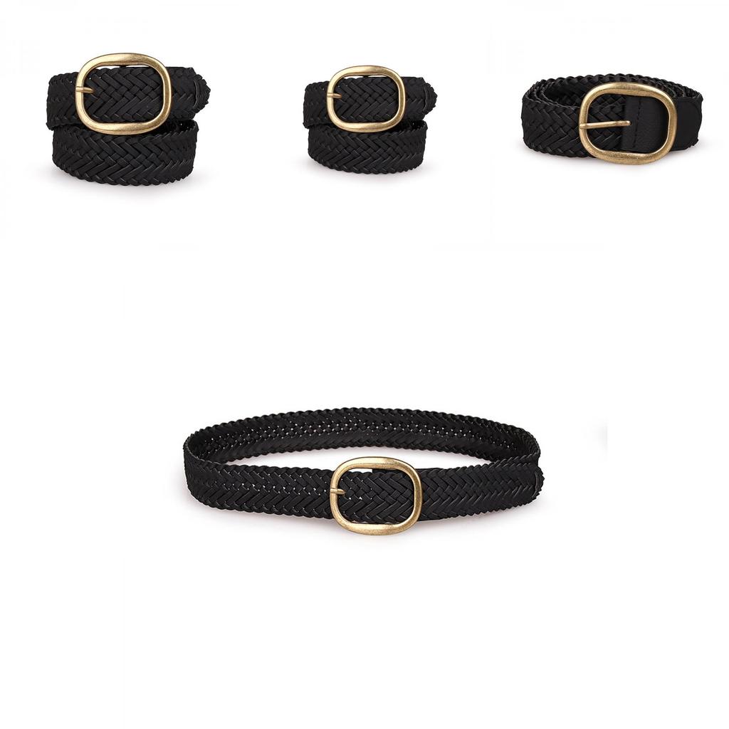 Unisex Casual Woven Belt With Needle Closure And Mesh Element For Office And Leisure Use