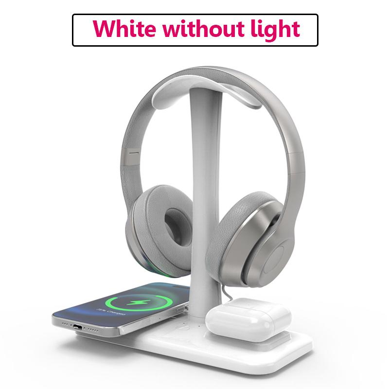 3in1 Headphones Stand Wireless Charger RGB Atmosphere Light Gaming Headset Bracket Mobile Phone Bluetooth Earphone Charging Dock