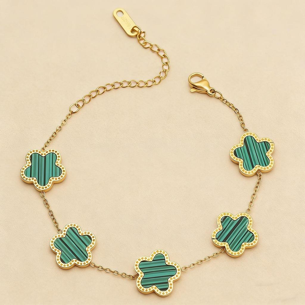 18K Titanium Steel Four-Leaf Clover Bracelet for Women - Waterproof, Luxury Feel