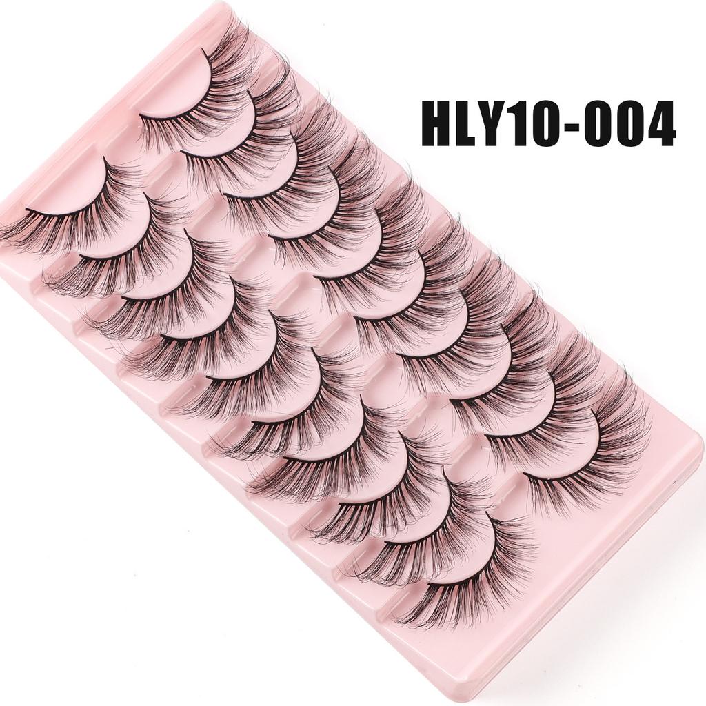 Ten Pairs Of Diagonal Flying Fox Eye False Eyelashes, Natural Thick Curled Eyelashes