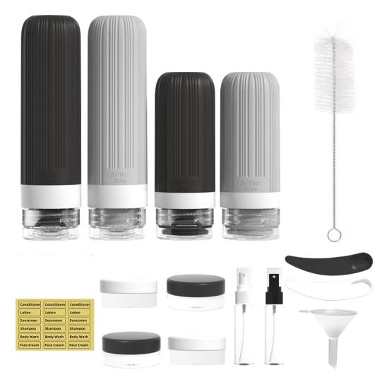 סט 1 60/90 מ"ל בקבוקי נסיעות מסיליקון עמידים לדליפה רב-פעמיים לאחסון קרם פנים, תחליב, קרם הגנה, בקבוק אחסון נייד למילוי חוזר, ריק לכלי רחצה