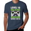 10 Year Old Gift Boy Level 10 Unlocked Awesome 2015 Birthday Tshirt Dry Fit Athletic Short Sleeve Shirt