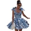 Summer 2025 Sexy A-Line Lace-up Print Dress - Vacation Style, Slimming Fit for Women