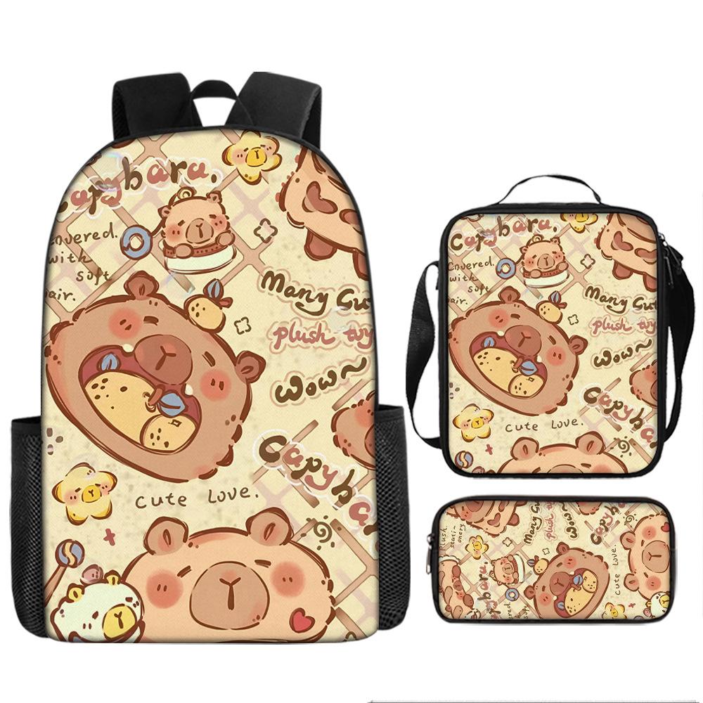 Pibara Trendy Backpack European and American Retro Schoolbag Third Grade Fourth Grade Bag