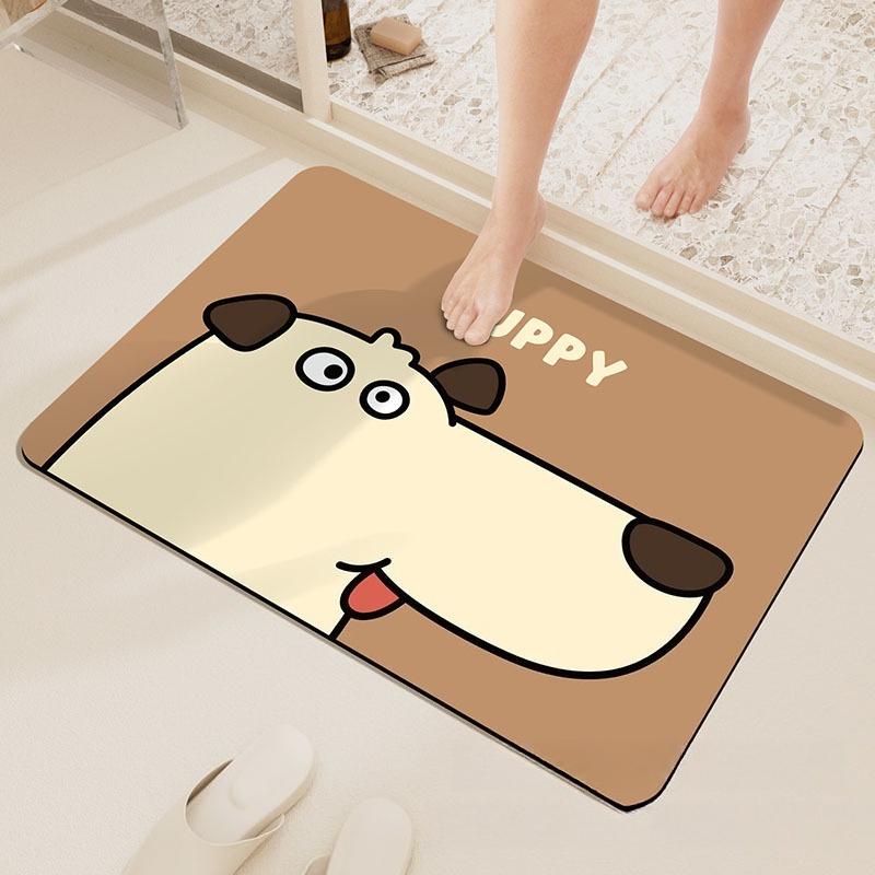 Bathroom Anti Slip Mat Cartoon Abstract Puppy Bear Pattern Carpet Room Dining Room Entrance Decoration Rug Home Decoration 50cmx80cm