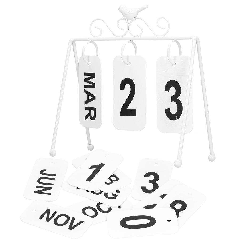 Buy Wrought Iron Standing Desk Calendar Metal Flip Perpetual Calendar for Home Office Party at