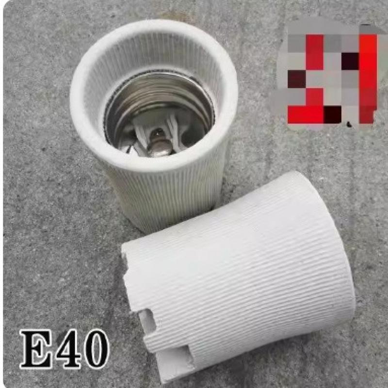 High-Temperature Ceramic E27 Screw Lamp Holder with 7-Shaped Foot and Wire, for Ceiling Lamp Modifications