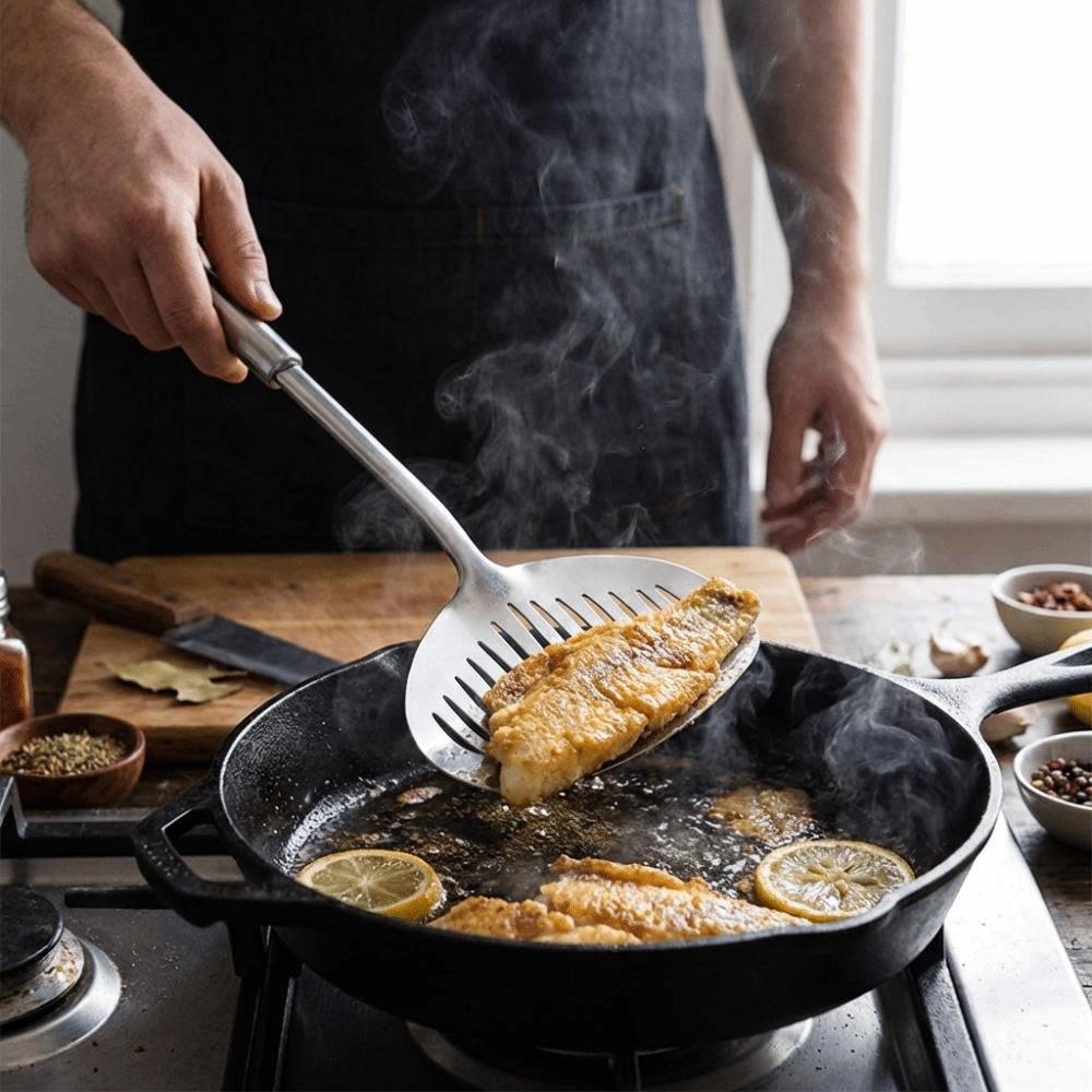 Non-Scratch Fish Turner Non-Stick Flipping Spatula Cooking Tool Egg Pan Scoop Restaurant