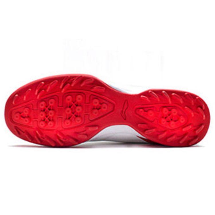 Scarpe da calcio da uomo Li Ning TF con tacchetti in pelle sintetica per erba artificiale ammortizzanti antiscivolo resistenti all'usura Scarpe da calcio Bianco Rosso ASTQ011-1