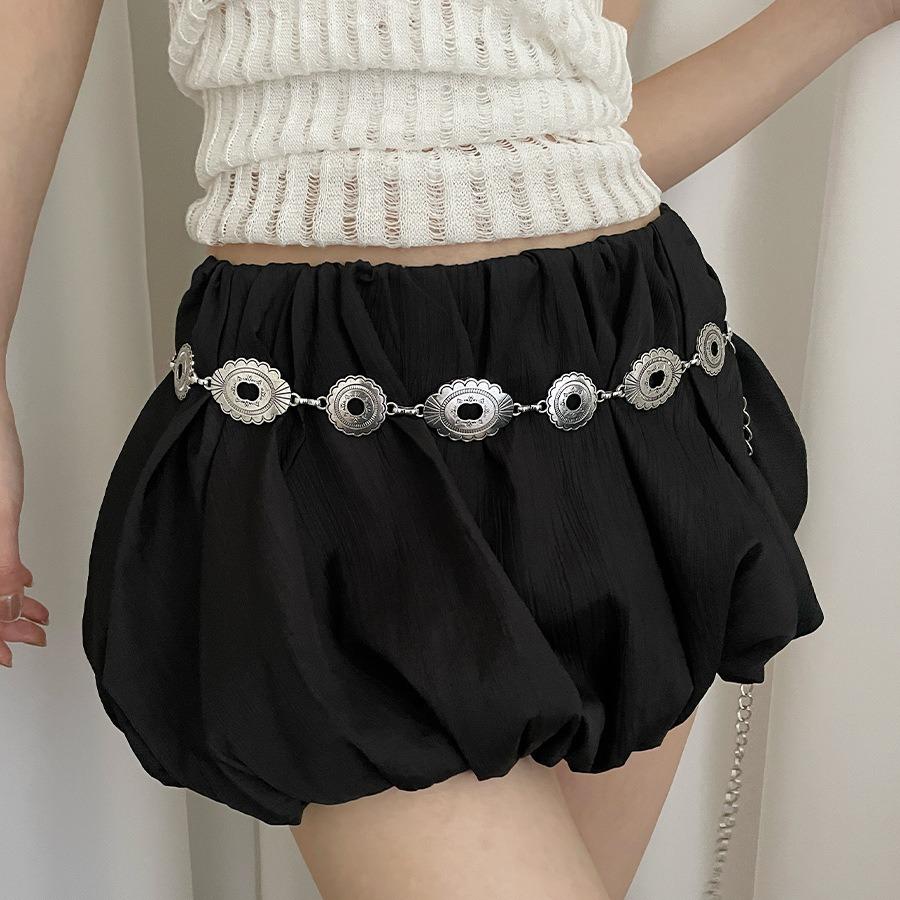 Retro Ethnic Exotic Style Embossed Metal Waist Chain Female Cloud Design Sense Chain Decoration With Skirt Pants Belt