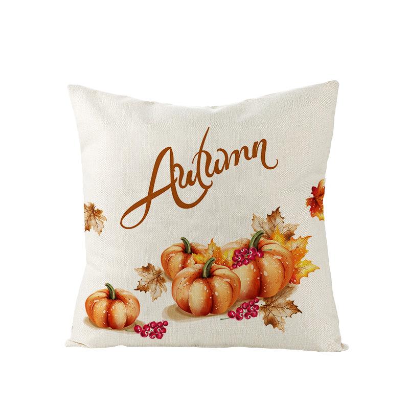 

Подушка из льна на День благодарения, Осенние цветы, Подсолнухи, Тыква, Наволочка 45 * 45CM (excluding pillow core)