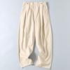 Japanese Style Simple Washed Cotton Men Loose Exercise Casual Pants Retro Lazy Style Wide Leg Straight Cargo Pants