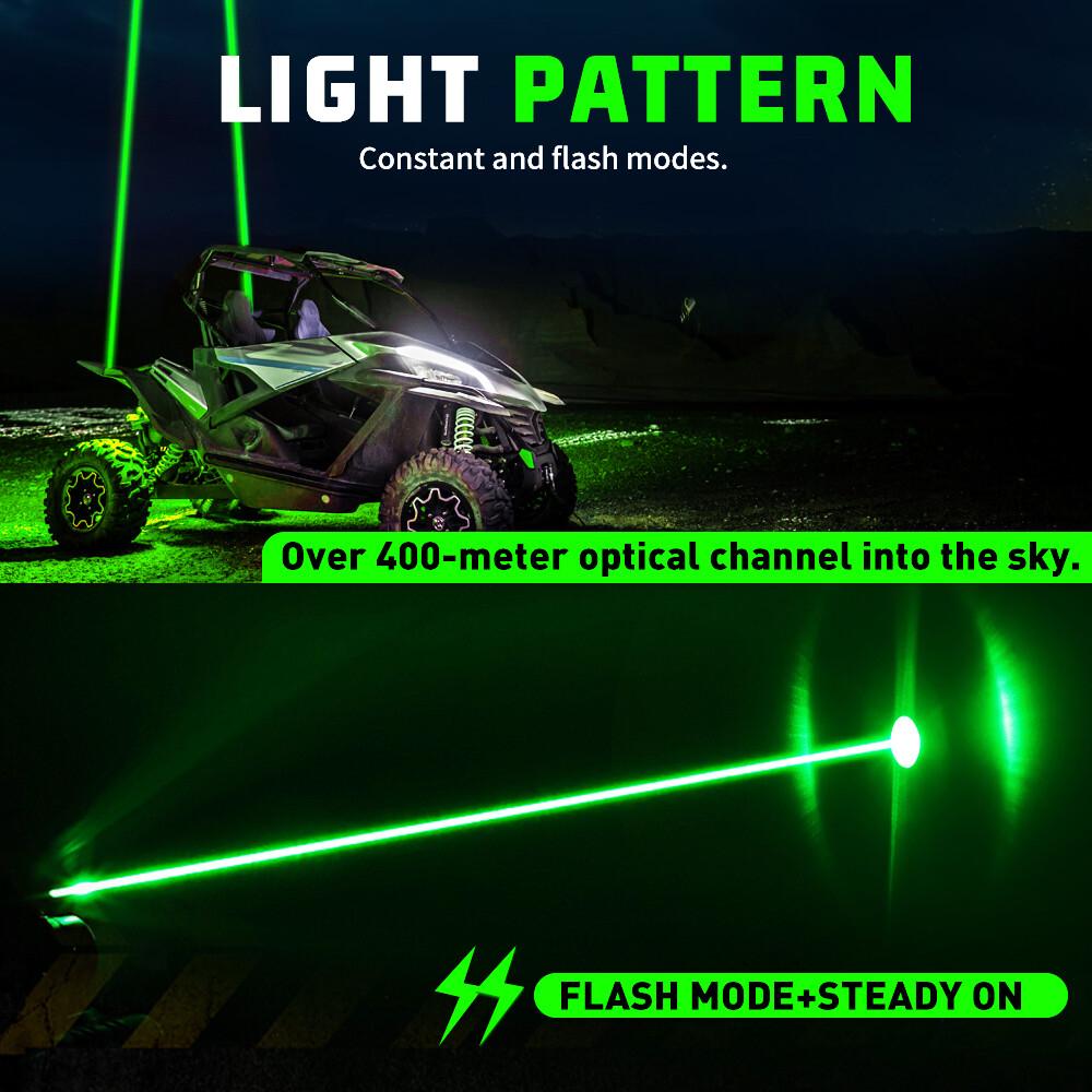2x Laser Green LED Whip Light Whipless Antenna Remote For ATV UTV Can Am Polaris