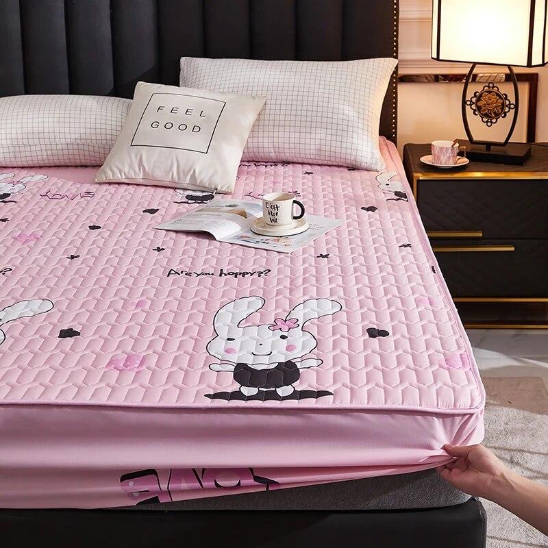 Waterproof Cartoon Printed Bed Sheet Thicken Bed Cover Durable and Skin-Friendly Mattress Protector,150x200 180x200 200x220
