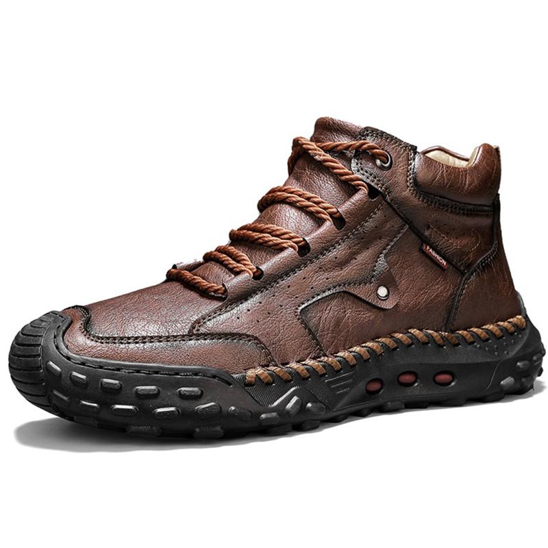 Spring/ Autumn Men's High-top Casual Shoes Handmade Leather Shoes Cowboy Boots for Men