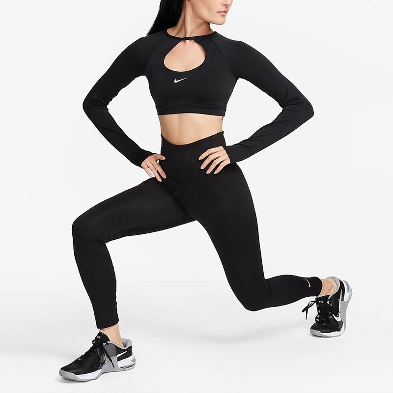 New Nike Women's Long Sleeve Crop Top Black FB4103-010