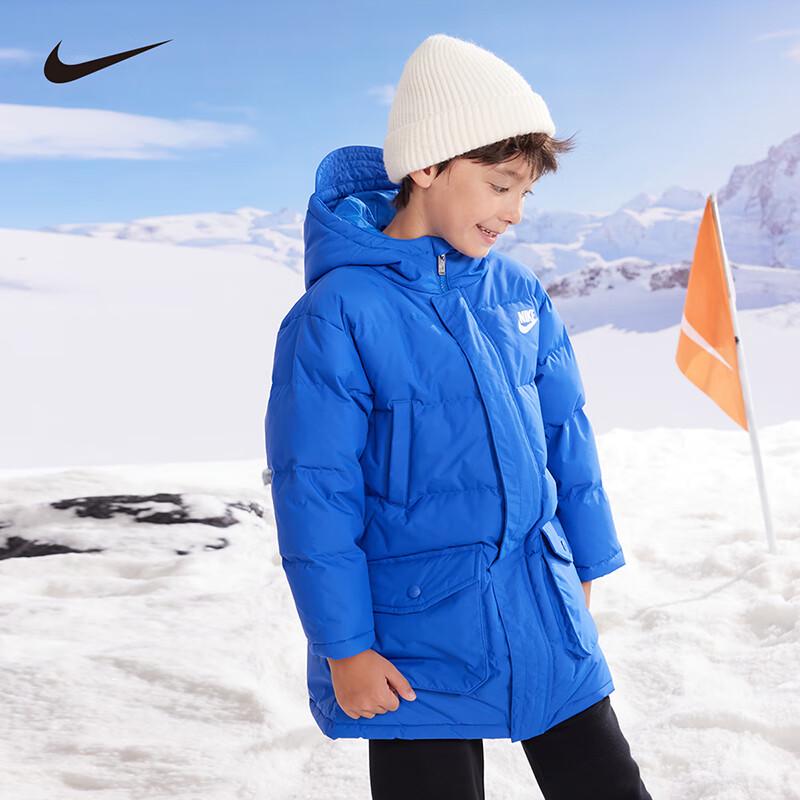NIKE Kids' Unisex Mid-Length Hooded Down Jacket