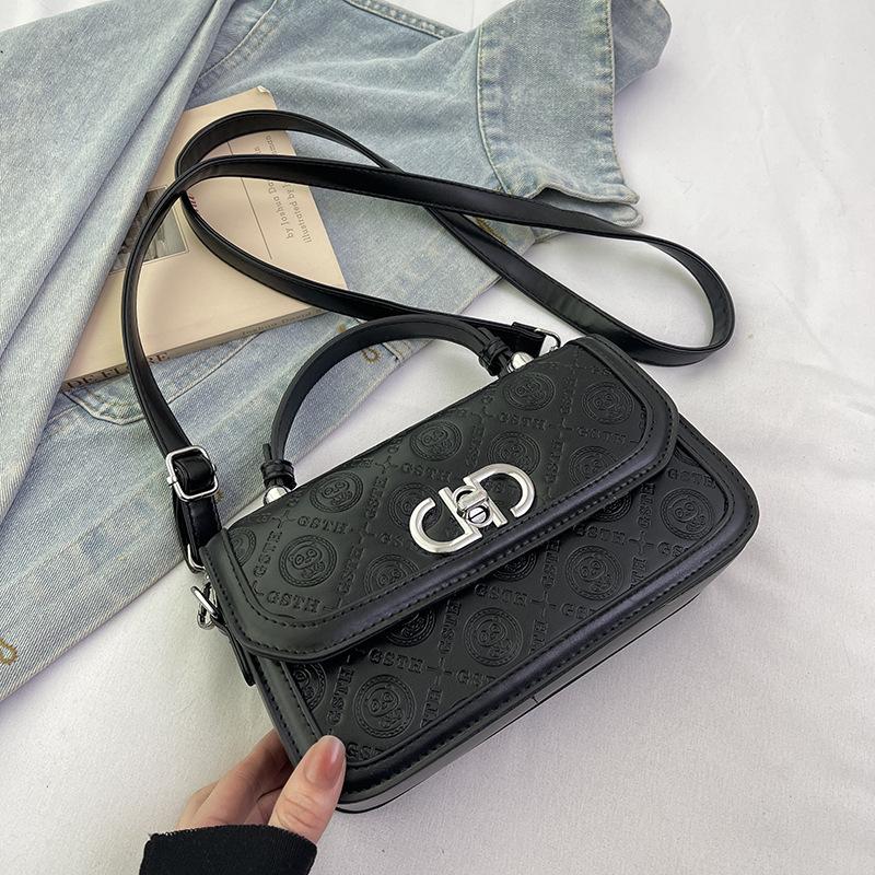 

Новый модный нишевый дизайн, контрастный цвет, маленькая квадратная сумка, универсальная, портативная, на плечо, мессенджер, женская сумка чёрный