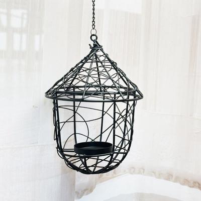 Outdoor Dual-use Wire Birdcage Hanging Basket Candlestick Garden Hanging Basin Decoration Hanging Bird Feeder for Outdoor Gifts
