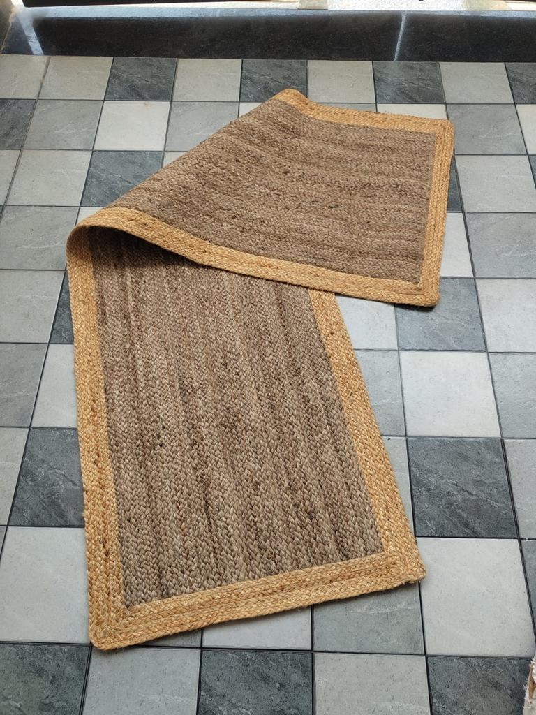 Rectangle Jute Rug Runner Handmade 100% Natural Braided Floor Mat Reversible Rustik