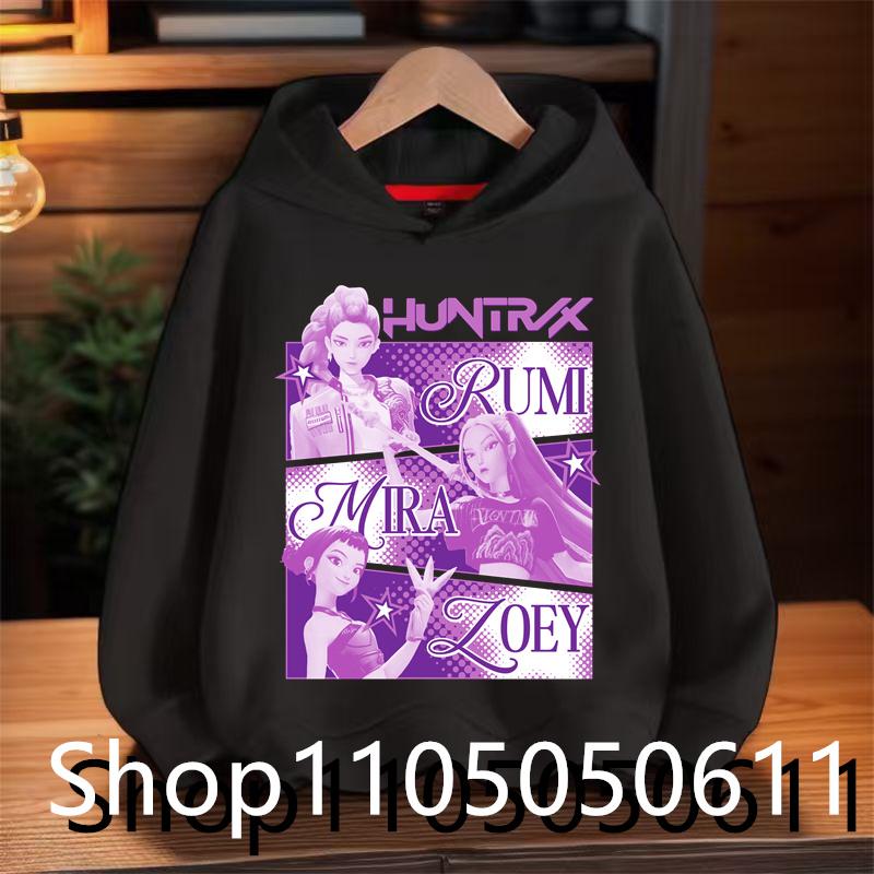 KPop Lovec démonů Huntrix Krátká mikina Dětské ležérní módní oblečení Pánská dětská bunda Dívčí mikina Sportovní oblečení Dětské