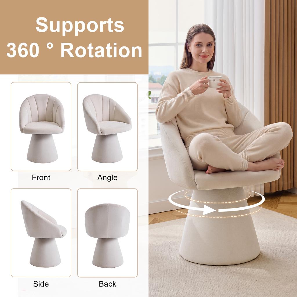 Sillón de Acento Giratorio de Tela Chenilla Contemporánea Silla Cómoda para Tocador con Tapicería para Muebles de Comedor y Hogar